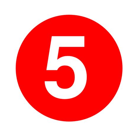 White Numeral 5 In Red Circle Clip Art At Vector Clip Art