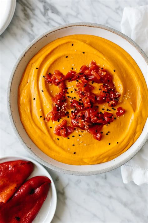 Roasted Red Pepper Hummus Downshiftology