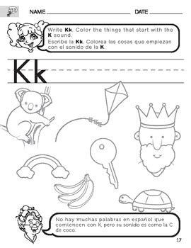 Some letters in spanish have different sounds than the same letters in english. Letter K Sound Worksheet with Instructions Translated into ...