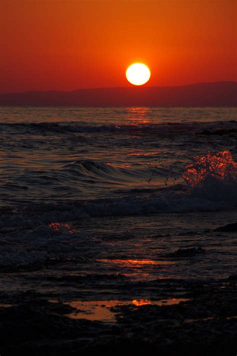 Dark Red Sunset At Pantazi Beach Foto And Bild Europe Greece The