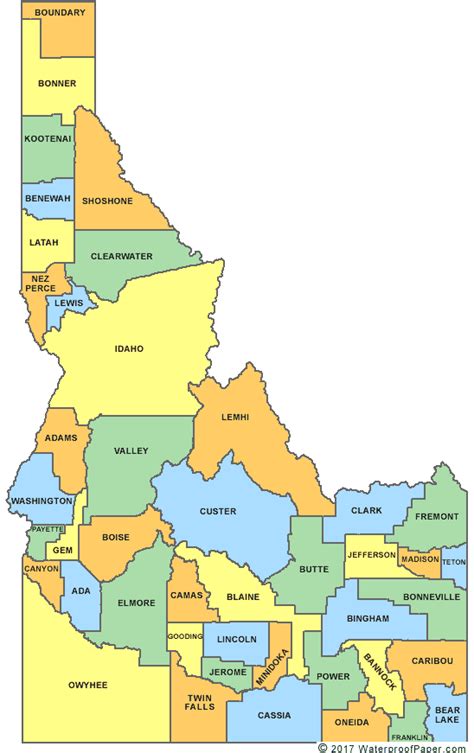 Idaho County Map Id Counties Map Of Idaho
