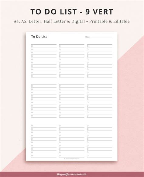 Editable To Do List Printable Planner Insert PDF Fillable Etsy