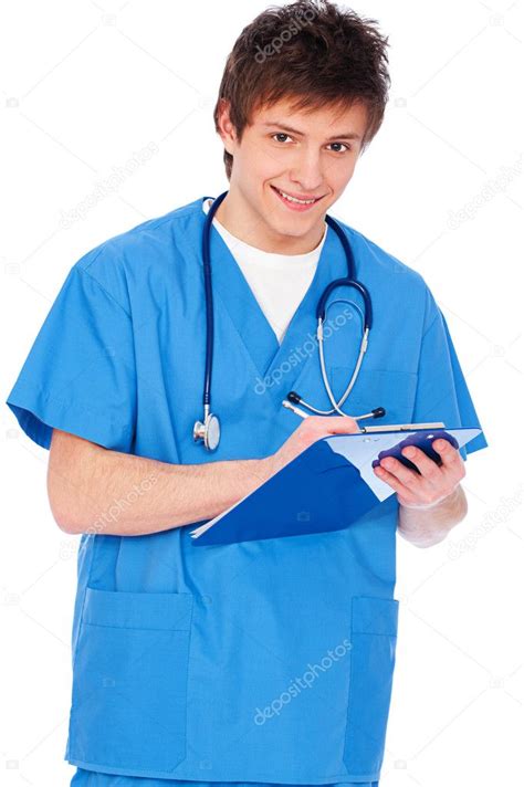 Young Nurse Boy With Notepad Stock Photo By ©konstantynov 6201811