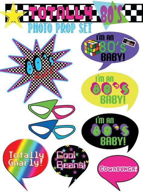 80s Theme Photo Props Printable Diy Instant Download Reunions
