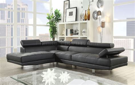 Connor Sectional Sofa 52650 In Black Pu By Acme