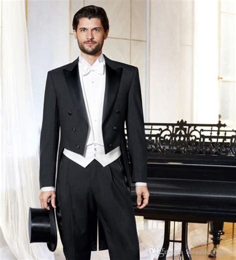 Men Suits 2018 Black Tailcoat Wedding Suits Evening Dress Bridegroom