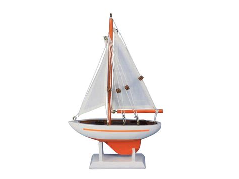Wholesale Wooden Orange Pacific Sailer Model Sailboat Decoration 9in