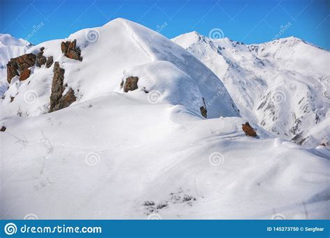 Winter Snow Covered Mountain Peaks Stock Photo Image Of Adventure