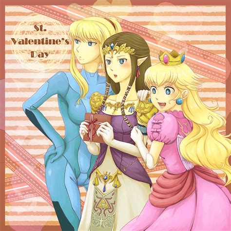Super Smash Bros Girls Peach Zelda Samus St Valentines Day