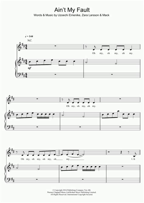 Aint My Fault Piano Sheet Music Onlinepianist