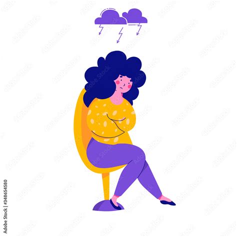 frustrated girl anger melancholy sadness cartoon flat vector illustration stock vector