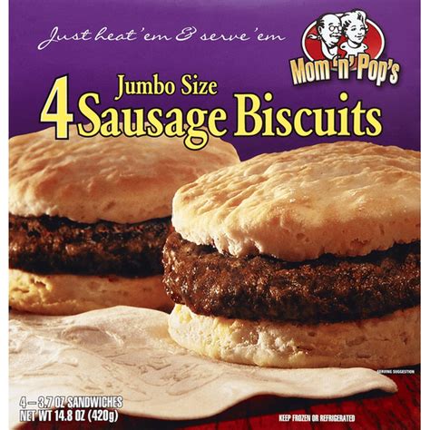 Mom N Pops Biscuits Sausage Jumbo Size 4 Ct Instacart