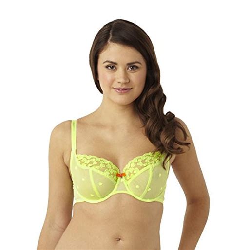 Cleo Women S Kali Underwired Balconnet Semi Sheer Bra Neon Lime J