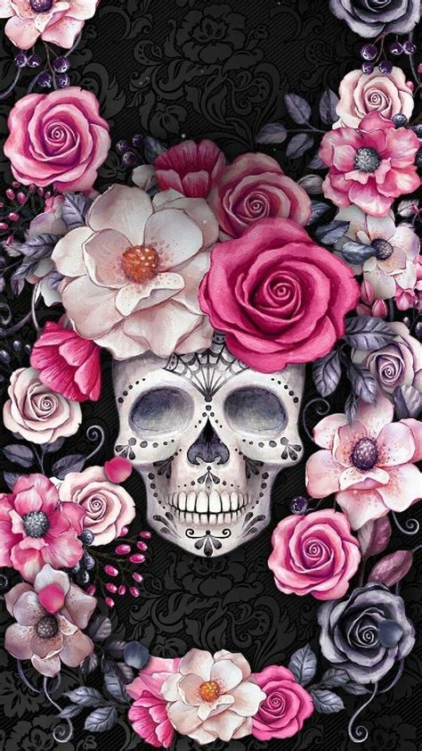 Black Skull With Rose Wallpapers On Wallpaperdog