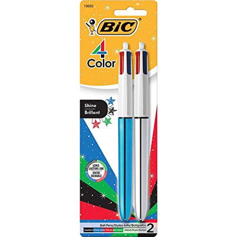 Bic 4 Color Shine Ball Pen Medium Point 10 Mm Metallic Barrel