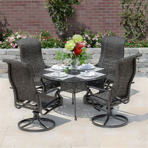 48 Inch Round Patio Dining Set Mountain View 5 Piece Cast Aluminum