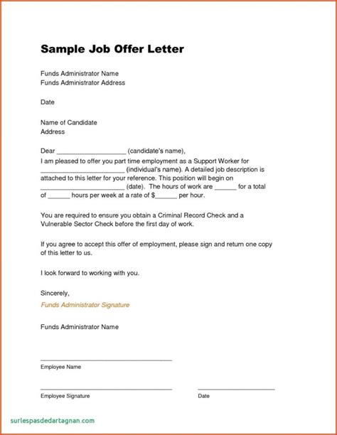 Printable Offer Of Employment Letter Template Canada Sample Employment
