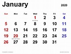 January 2020 Calendar | Templates for Word, Excel and PDF