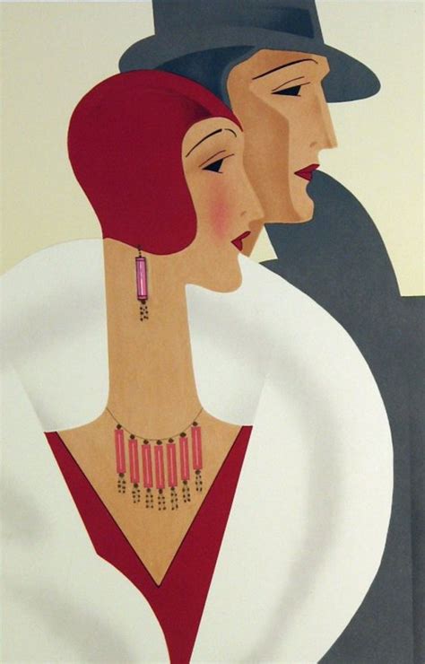 Art Deco Couple Lithograph 1920s Art Deco Paintings Art Deco