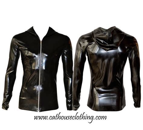 Mens Latex Rubber Zipped Hoodie Shirt Cathouse Clothing Etsy