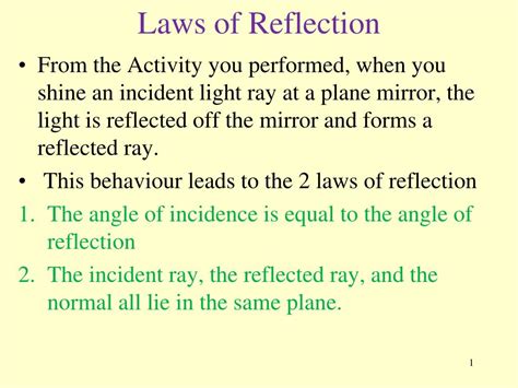 Ppt Laws Of Reflection Powerpoint Presentation Free Download Id702846