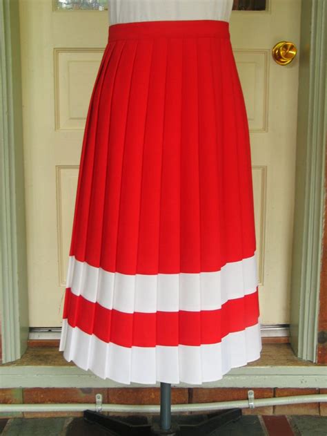 reserved for jlyn2buska1970 s pleated red white skirt etsy womens white skirt white skirts
