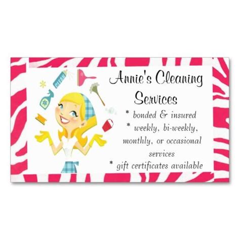 Housekeeping Business Cards Samples