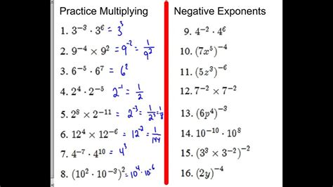 8 Practice Multiplying With Negative Exponents Youtube
