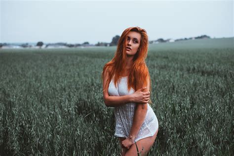 Wallpaper Redhead Portrait Women Outdoors See Through Clothing