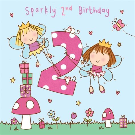 Twizler 2nd Birthday Card For Girl With Fairy Princess And Glitter