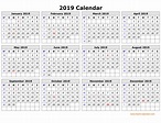 Free Download Printable Calendar 2019 in one page, clean design.