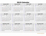 Free Download Printable Calendar 2019 in one page, clean design.