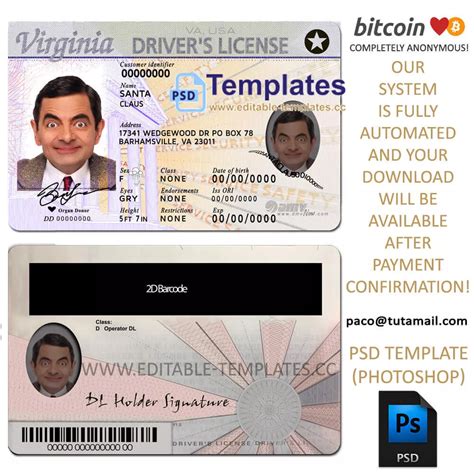 Virginia Drivers License Template Editable Templates