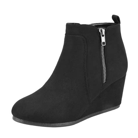 Dream Pairs Womens Winter Warm Booties Low Wedge Ankle Boots Round Toe