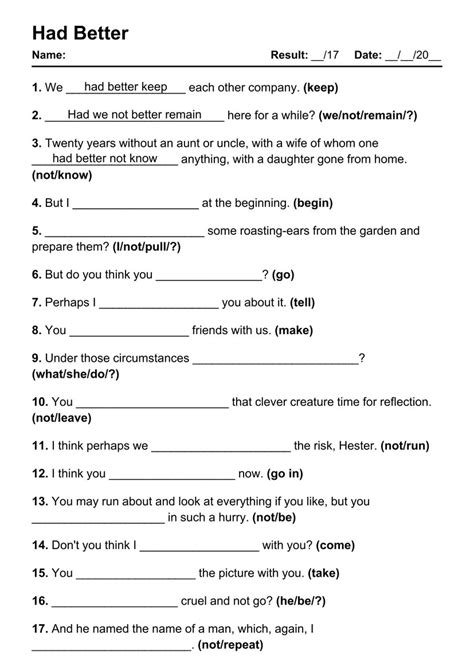 21 Printable Had Better Pdf Worksheets With Answers Grammarism