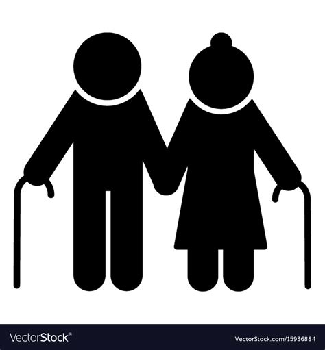 Elderly Couple Icon Old People Silhouette Symbol Vector Image