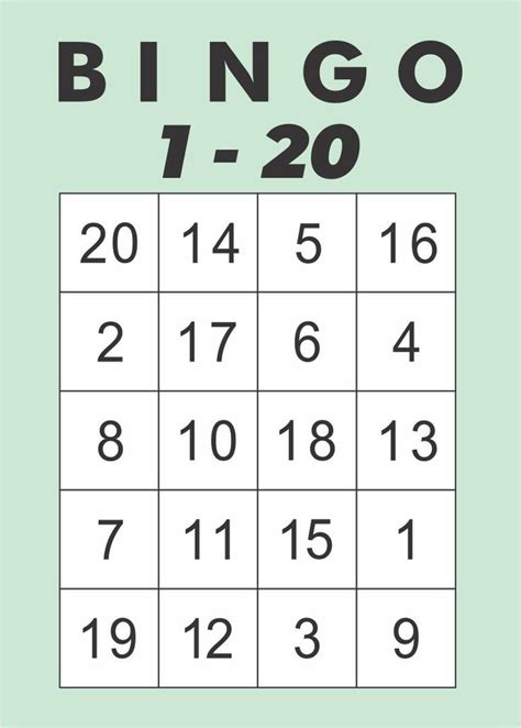 20 Bingo Cards Free Printable