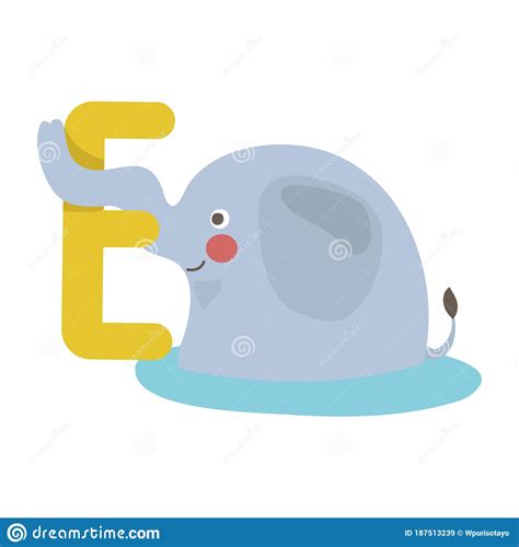 Letra E Para El Elefante Elefante Lindo Vectorial Animal Ilustración
