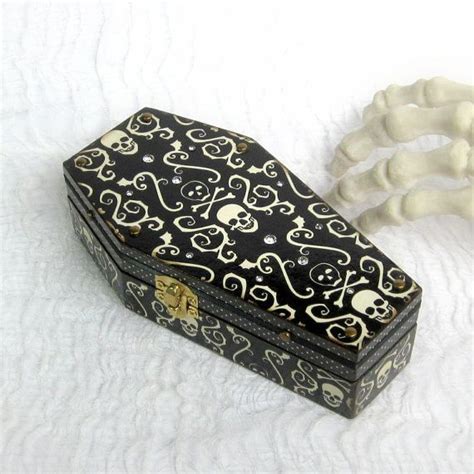 Coffin Box Decoupaged Coffin Goth T Box Gothic Skull Black Etsy