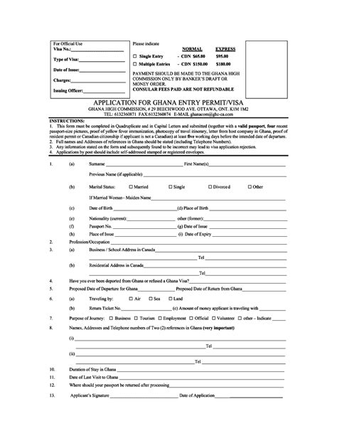 Ghana Visa Application Form Pdf Fill Online Printable Fillable