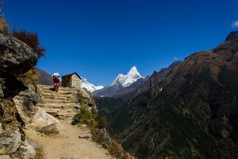 Premium Photo Trekking In Nepal Himalayas