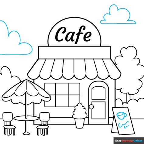 How To Draw A Cafe Really Easy Drawing Tutorial
