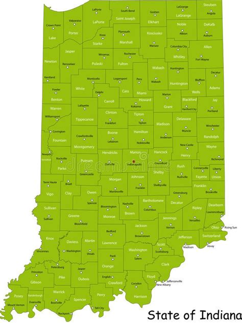 State Of Indiana Map Of Indiana Usa Including Counties And County