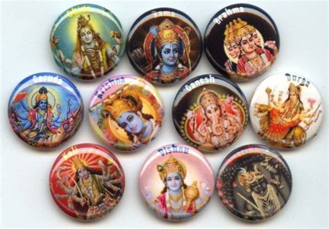 Hindu Gods Goddesses Hinduism 10 Hand Pressed Pinback 1 Buttons Badges