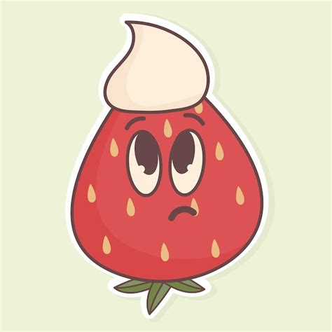 Premium Vector Sticker Strawberry With Cream Which Is Confused In