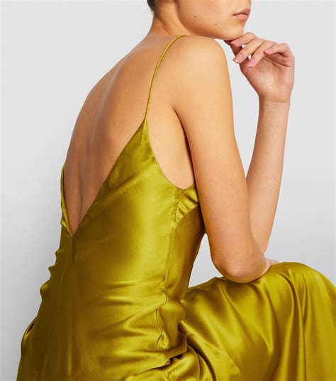 Studio Amelia Yellow Silk Slip Dress Harrods UK