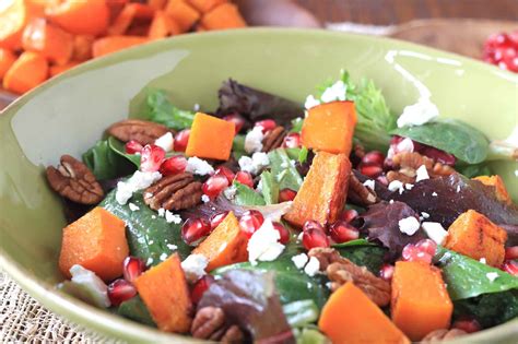 Autumn Salad With Maple Roasted Butternut Squash Greens And Chocolate