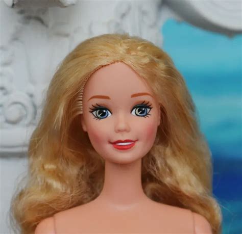 Superstar Barbie Tnt Super Long Hair Bangs Nude Doll Earrings Rare