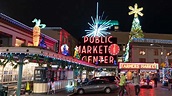 Walking to Pike Place Market At Night From Westlake Center | Downtown ...