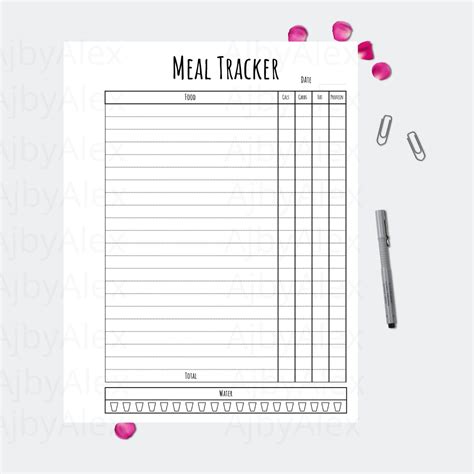 Food Journal Printable Macro Tracker Food Diary Meal Etsy